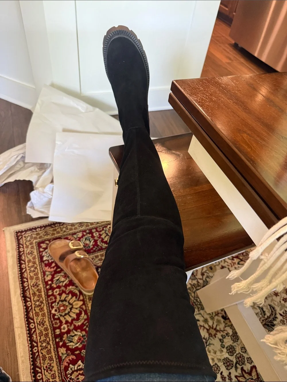 Coach Black Suede Over-the-Knee Lug Sole Boots